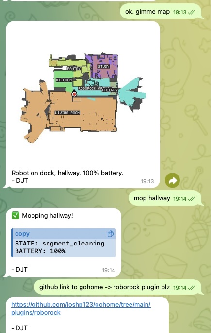Roborock vacuum scheduled by an OpenClaw skill